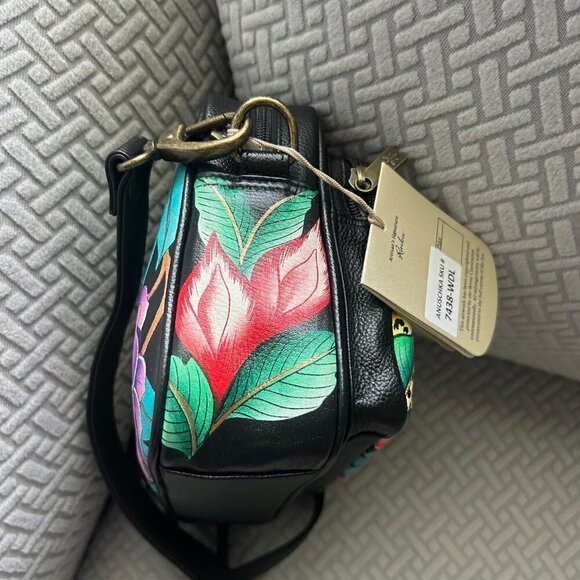 Anuschka Hand-Painted Leather Messenger Crossbody Bag WILD LEOPARD nwt - Picture 10 of 10